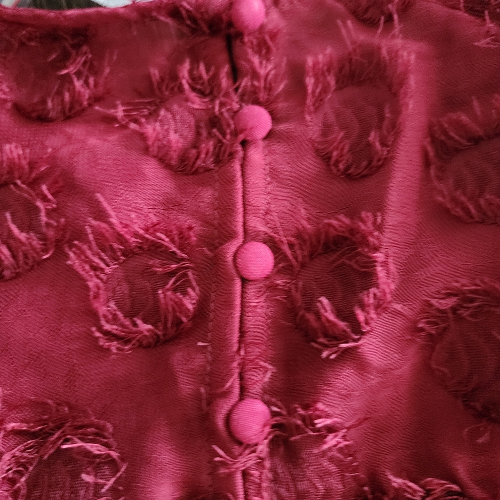 NWT AnthropologieXL  Sachin & Babi Rosette Textured Sleeveless Burgundy Top - Picture 4 of 9